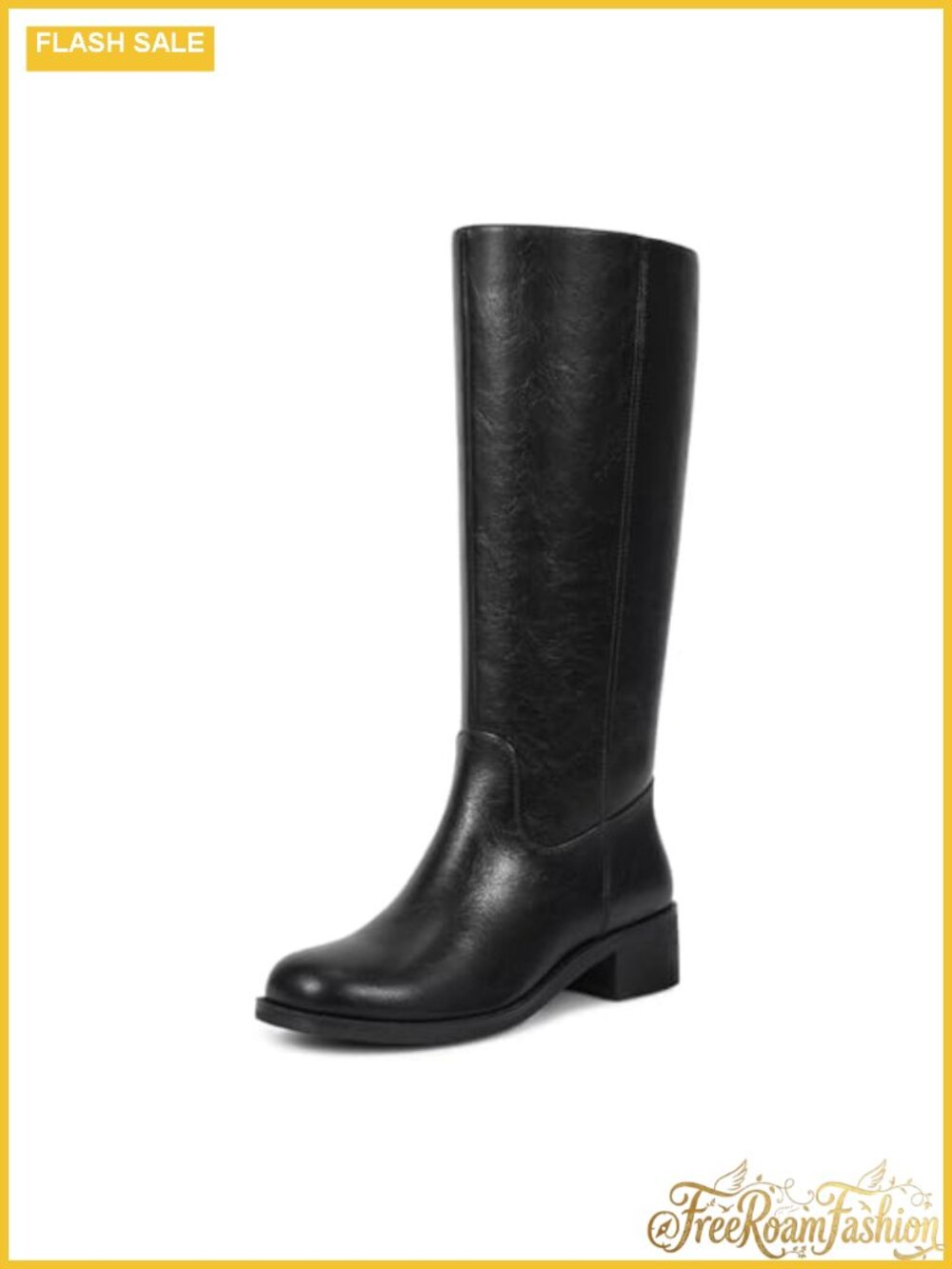 Knee High Boots Women's Round Toe Chunky Block Heel Riding Tall Side Zipper